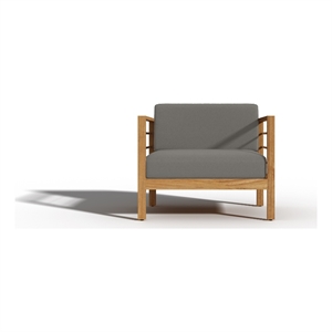 Curated Maison Leon Teak Outdoor Club Chair with Charcoal Fabric Cushion