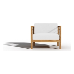 Curated Maison Leon Teak Outdoor Club Chair with White Fabric Cushion
