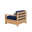 Curated Maison Lothair Teak Outdoor Club Chair with Navy Fabric Cushion