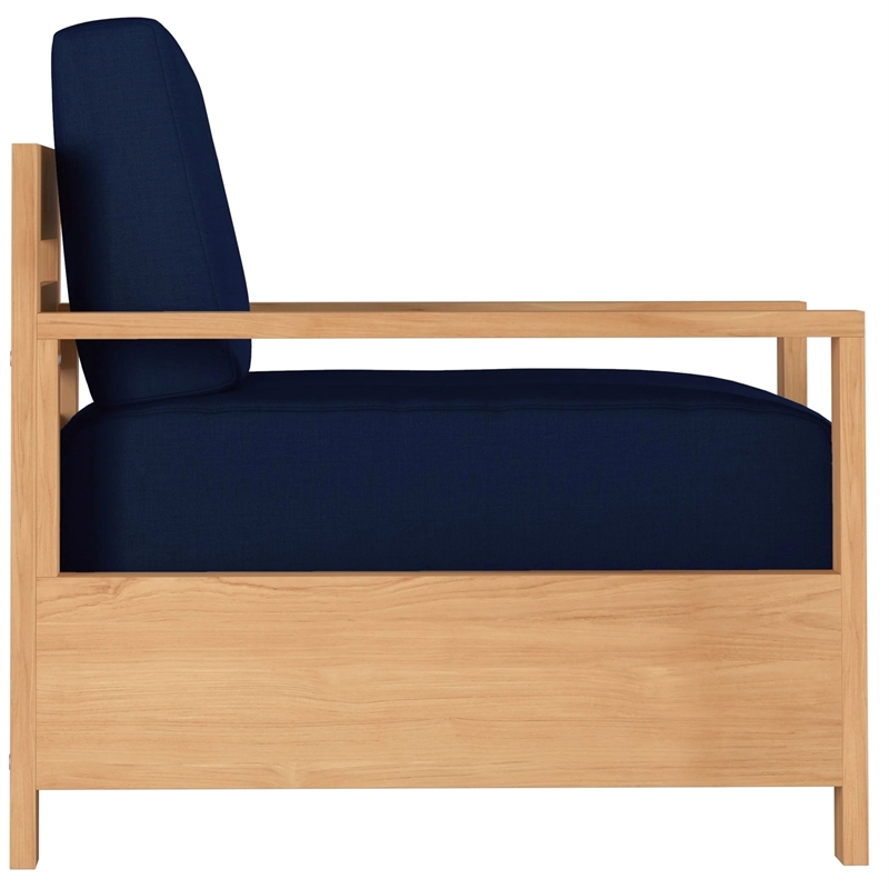 Curated Maison Lothair Teak Outdoor Club Chair with Navy Fabric Cushion
