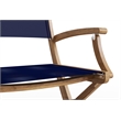 Curated Maison Lucas Teak Outdoor Folding Armchair in Blue Dura-Sling Fabric