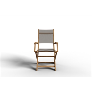 Curated Maison Lucas Teak Outdoor Folding Armchair in Taupe Dura-Sling Fabric