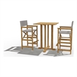 Curated Maison Directeur 3 Pc Square Teak Outdoor Bar Height Dining Set in Taupe