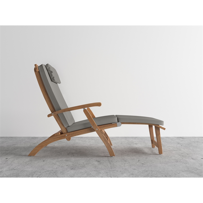Curated Maison Adelle Teak Folding Outdoor Deck Chair Lounge iin Charcoal