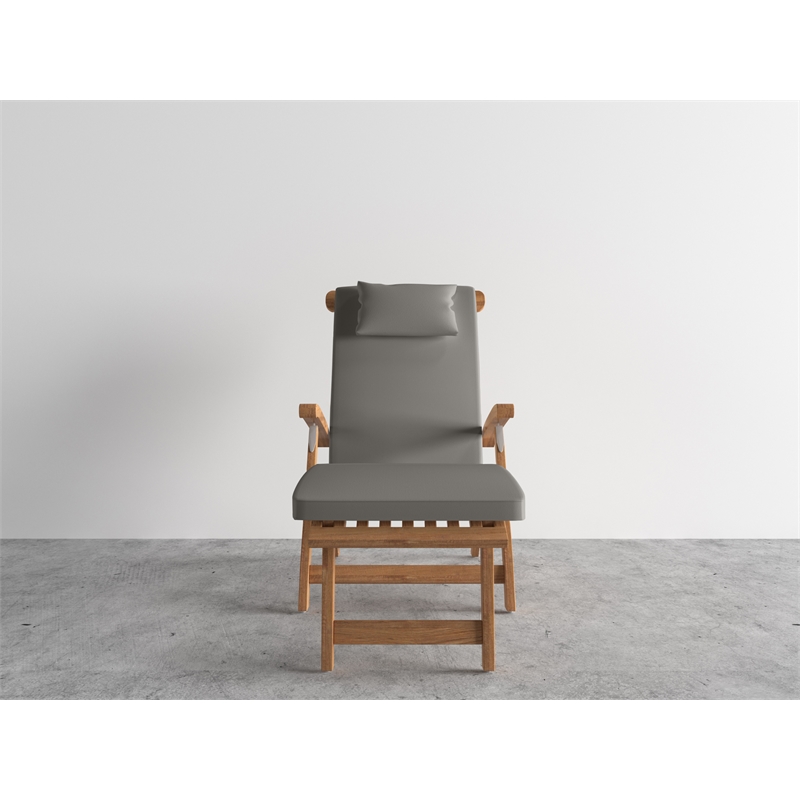 Curated Maison Adelle Teak Folding Outdoor Deck Chair Lounge iin Charcoal