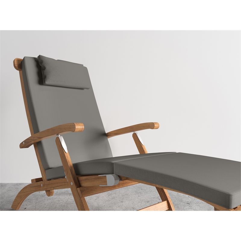 Curated Maison Adelle Teak Folding Outdoor Deck Chair Lounge iin Charcoal