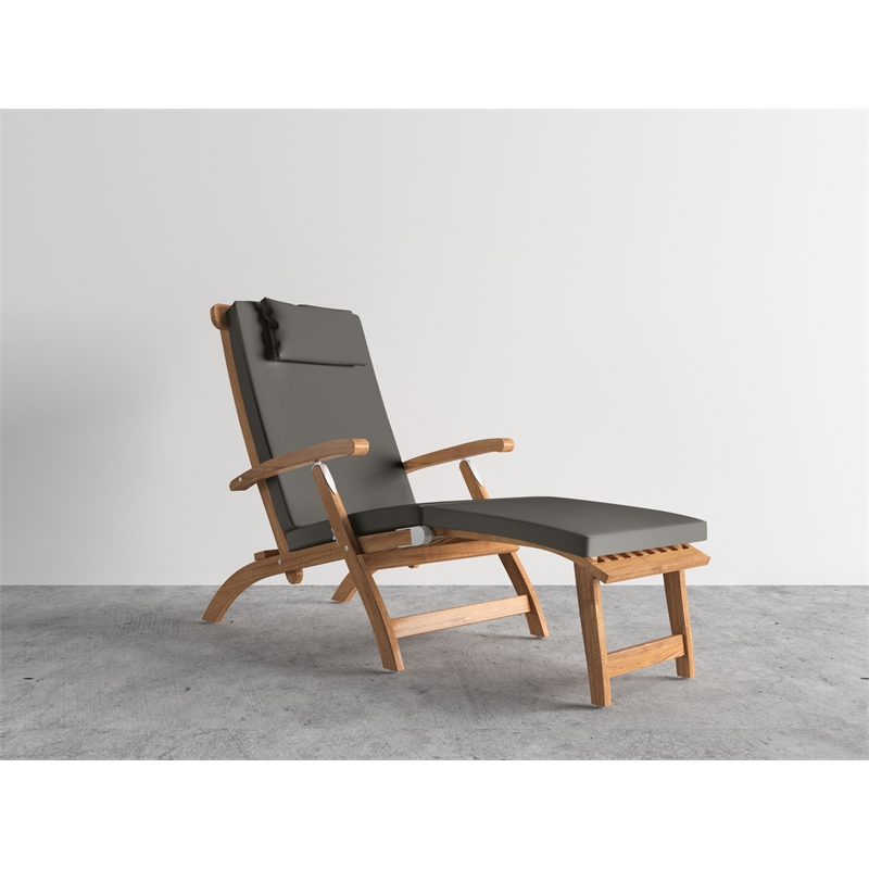 Curated Maison Adelle Teak Folding Outdoor Deck Chair Lounge iin Charcoal