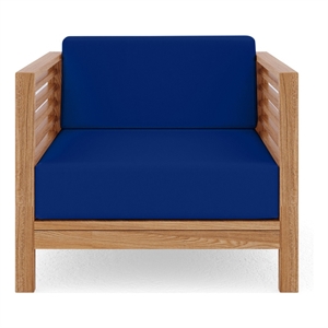 Curated Maison Sylvie Teak Outdoor Club Chair with True Blue Cushion