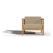 Curated Maison Leon Teak Outdoor Club Chair with Fawn Cushion in Tan