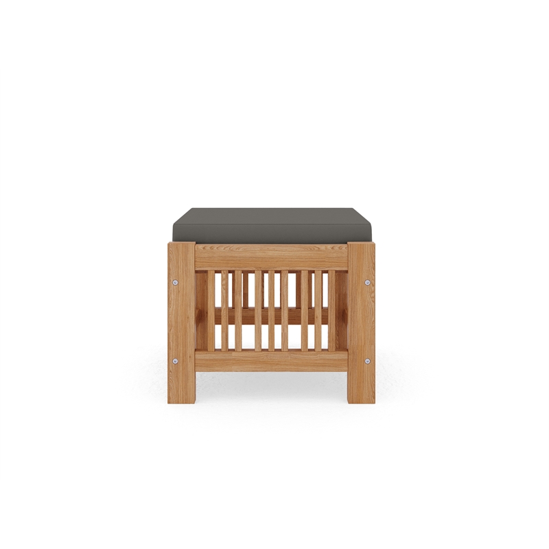 Curated Maison Sylvie Teak Outdoor Ottoman with Charcoal Cushions