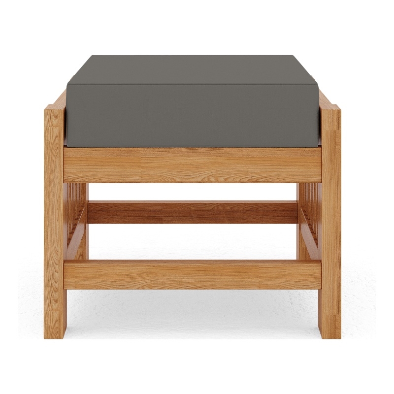 Curated Maison Sylvie Teak Outdoor Ottoman with Charcoal Cushions