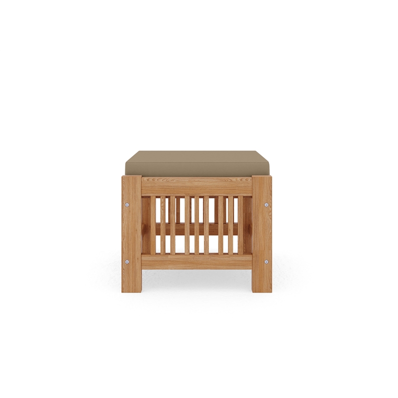Curated Maison Sylvie Teak Outdoor Ottoman with Fawn Cushions