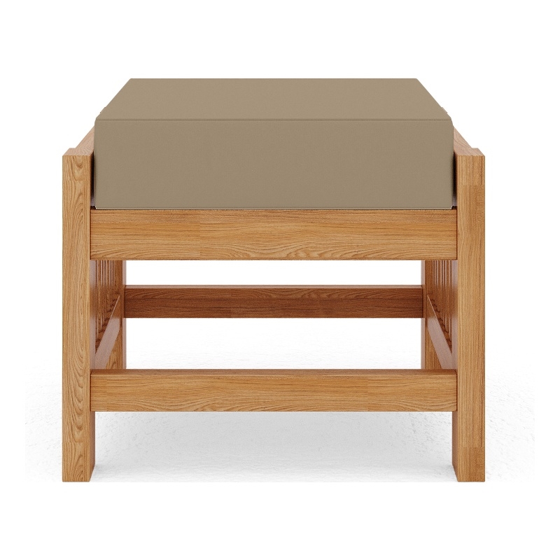 Curated Maison Sylvie Teak Outdoor Ottoman with Fawn Cushions