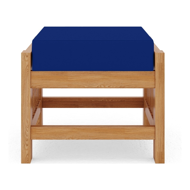 Curated Maison Sylvie Teak Outdoor Ottoman with True Blue Cushions