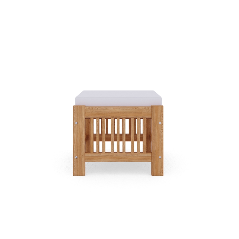 Curated Maison Sylvie Teak Outdoor Ottoman with White Cushions