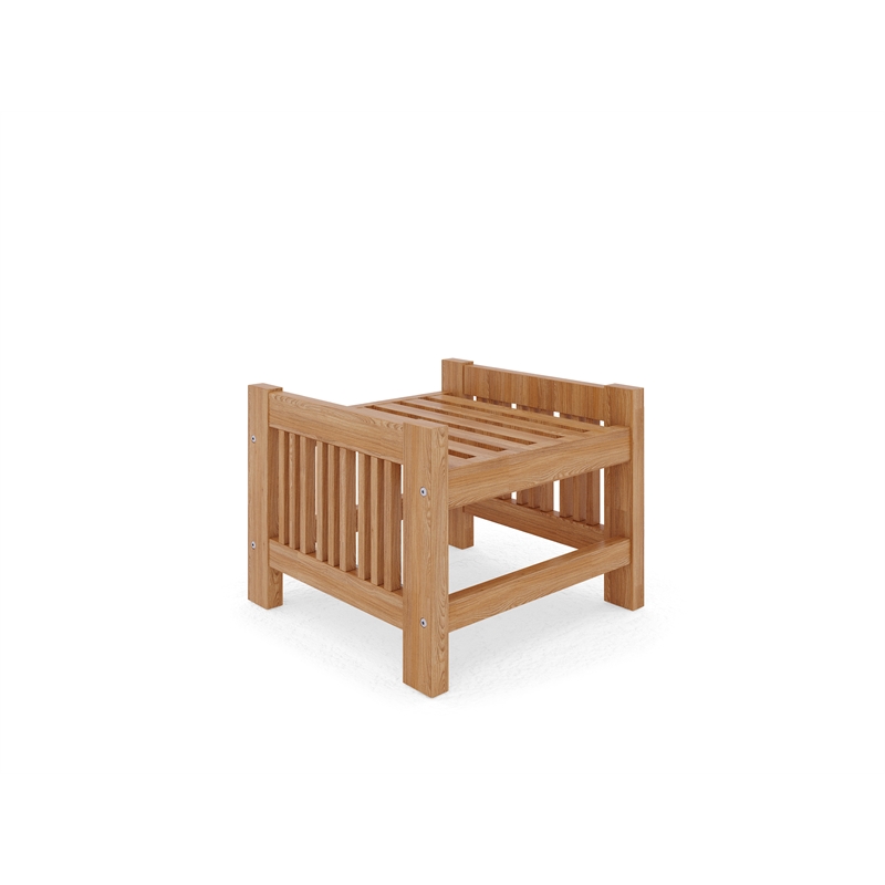 Curated Maison Sylvie Teak Outdoor Ottoman with White Cushions