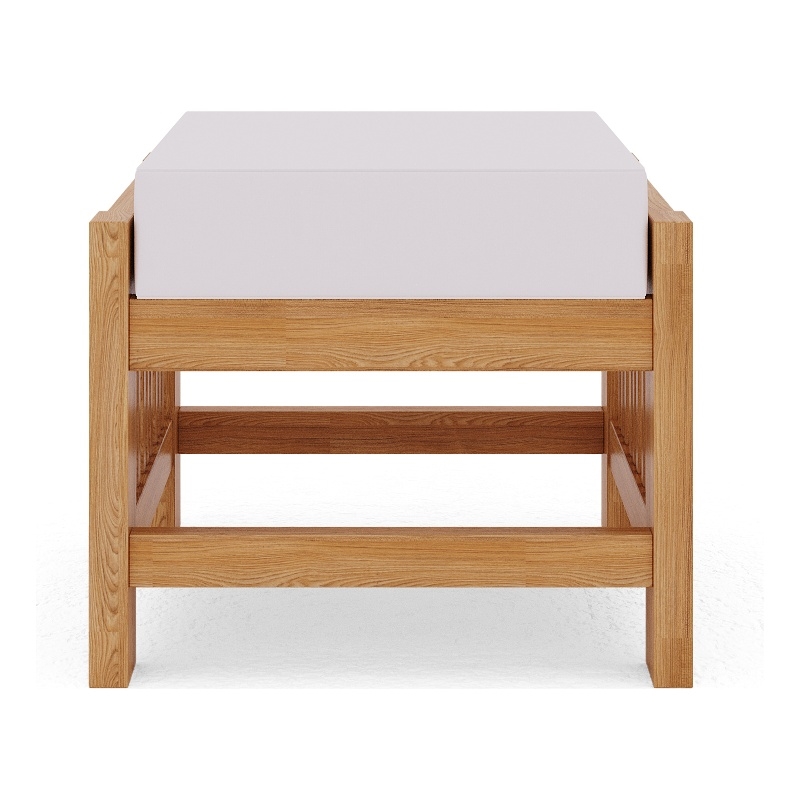 Curated Maison Sylvie Teak Outdoor Ottoman with White Cushions