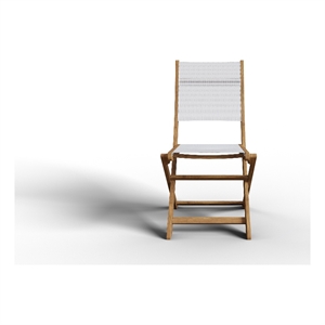 Curated Maison Lucas Teak Outdoor Folding Chair in White Dura-Sling Fabric