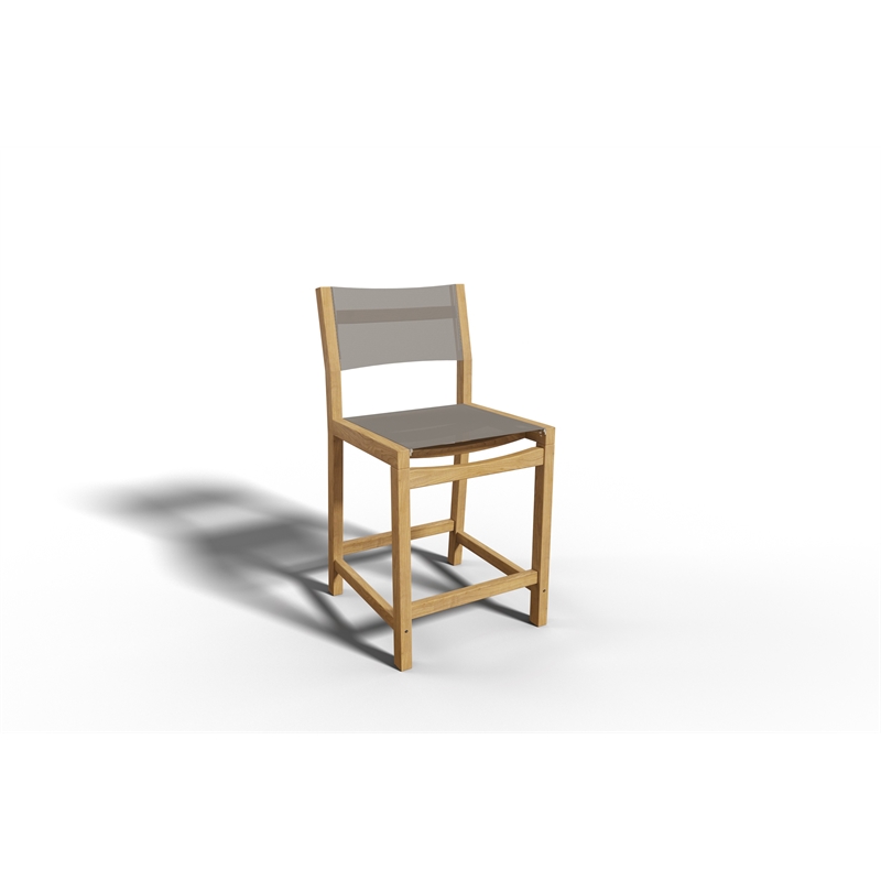 Curated Maison Perrin Teak Outdoor Counter Height Stool in Taupe