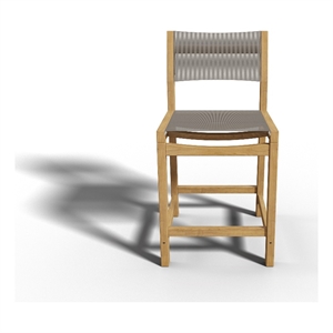 Curated Maison Perrin Teak Outdoor Counter Height Stool in Taupe