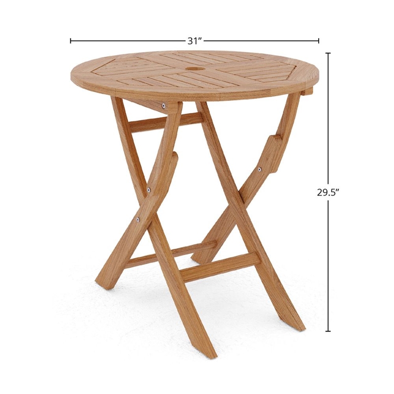 Curated Maison Devon 3 Piece Teak Folding Outdoor Bistro Set with Folding Table