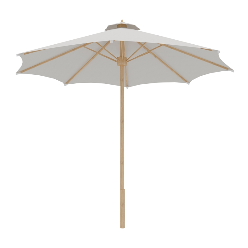 Curated Maison Marche 118 inch Diameter Teak Outdoor Umbrella in White