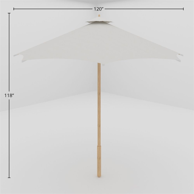 Curated Maison Marche 118 inch Diameter Teak Outdoor Umbrella in White