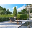 Curated Maison Perrin Teak Outdoor Reclining Chaise Lounger in Black with Wheels