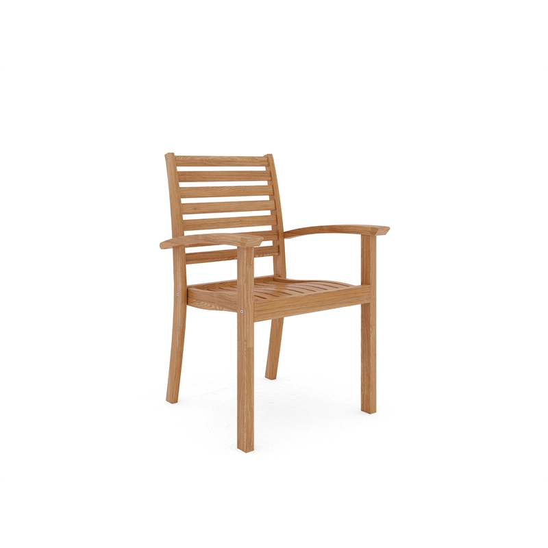 Curated Maison Ambre Teak Outdoor Stacking Armchair in Natural (Set of 4)