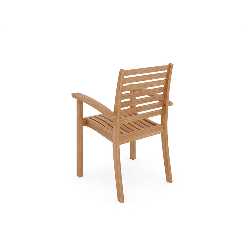 Curated Maison Ambre Teak Outdoor Stacking Armchair in Natural (Set of 4)