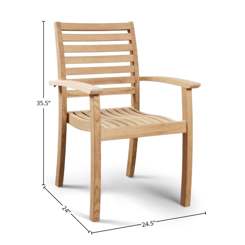 Curated Maison Ambre Teak Outdoor Stacking Armchair in Natural (Set of 4)