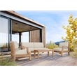 Curated Maison Eliane Teak Deep Seating Outdoor Sofa with Cushion in Tan