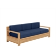 Curated Maison Lothair 4-Pc Teak Outdoor Patio Deep Seating Set w/ Navy Cushions