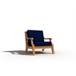 Curated Maison Adrien Teak Deep Seating Outdoor Club Chair with Navy Cushion