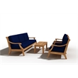 Curated Maison Adrien Teak Deep Seating Outdoor Club Chair with Navy Cushion