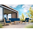 Curated Maison Adrien Teak Deep Seating Outdoor Club Chair with Navy Cushion