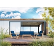 Curated Maison Adrien Teak Deep Seating Outdoor Club Chair with Navy Cushion