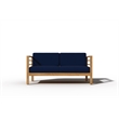 Curated Maison Leon 4-Piece Teak Outdoor Patio Deep Seating Set w/ Navy Cushions