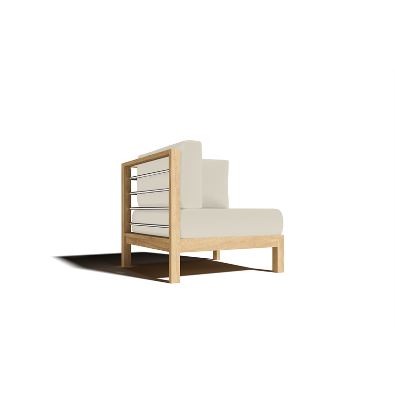 Curated Maison Leon Teak Outdoor Sectional Corner with Canvas Cushion in Tan