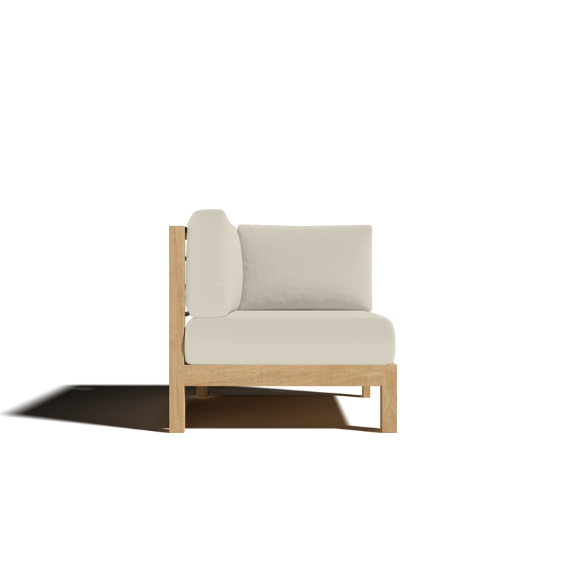 Curated Maison Leon Teak Outdoor Sectional Corner with Canvas Cushion in Tan