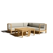 Curated Maison Leon Teak Outdoor Sectional Corner with Canvas Cushion in Tan