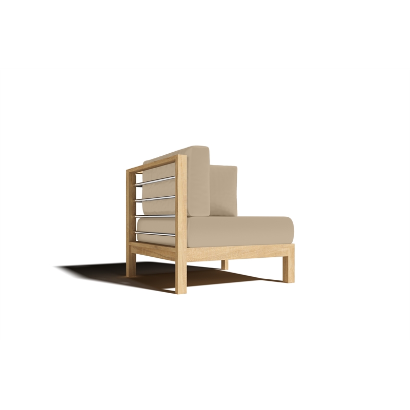 Curated Maison Leon Teak Outdoor Sectional Corner with Fawn Cushion in Camel
