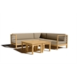 Curated Maison Leon Teak Outdoor Sectional Corner with Fawn Cushion in Camel