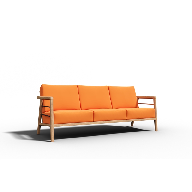 Curated Maison Daniele 86-inch Teak Deep Seating Outdoor Sofa with Melon Cushion