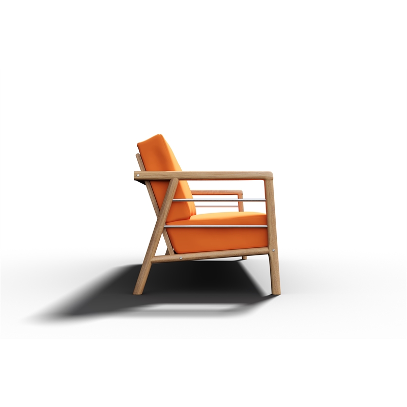 Curated Maison Daniele 86-inch Teak Deep Seating Outdoor Sofa with Melon Cushion