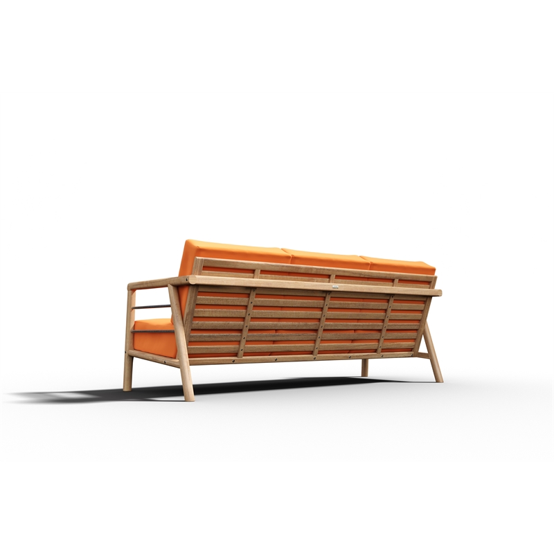 Curated Maison Daniele 86-inch Teak Deep Seating Outdoor Sofa with Melon Cushion