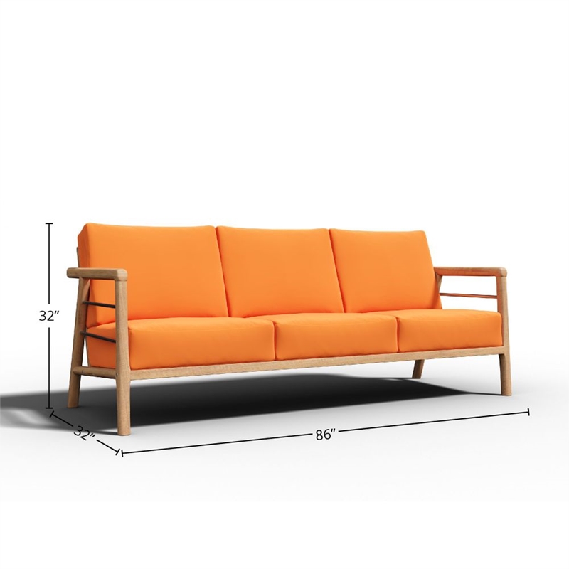 Curated Maison Daniele 86-inch Teak Deep Seating Outdoor Sofa with Melon Cushion