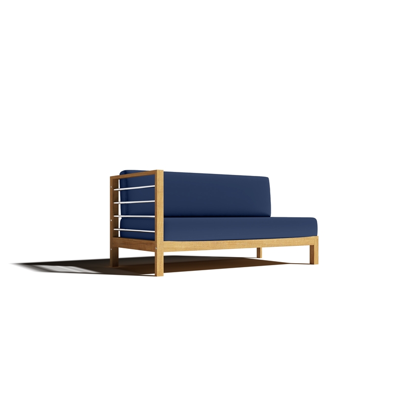 Curated Maison Leon Teak Outdoor Sectional Left Sofa with Navy Cushion