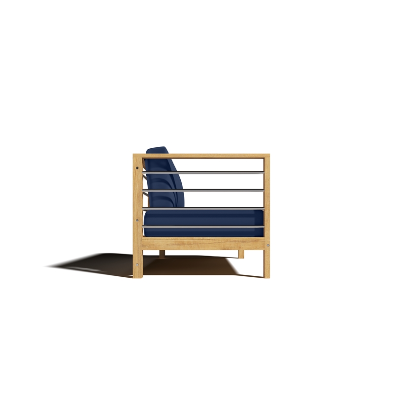 Curated Maison Leon Teak Outdoor Sectional Left Sofa with Navy Cushion