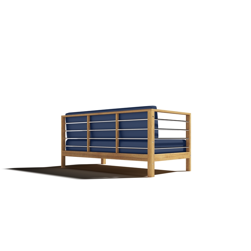 Curated Maison Leon Teak Outdoor Sectional Left Sofa with Navy Cushion